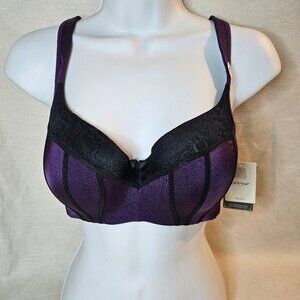 Deesse Purple & Black Stitch Bra - Size 38C